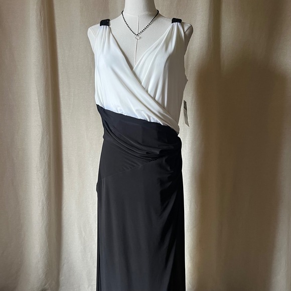 Lauren Ralph Lauren Beaded Colorblock Surplice Gown Dress Sz 14 NWT Formal Maxi - Picture 8 of 8